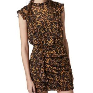 Women's AllSaints Hali Ambient Leopard Print Ruffle Minidress
